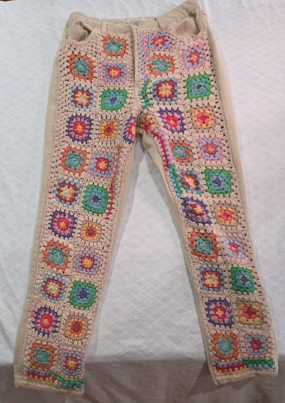 Free People Crochet Granny Square Zuri Mom Jeans-27-$198 MSRP